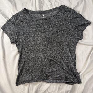 American Eagle Outfitters Shirt Women Medium Gray Crew crop Soft & Sexy Basic